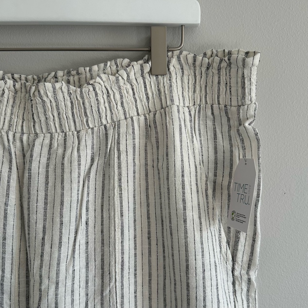 Time And Tru White Black Striped Wide Leg Linen Pant Size XL NWT - Picture 2 of 4